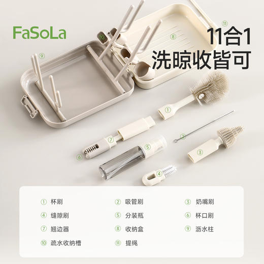 FaSoLa奶瓶刷新生婴儿专用无死角清洁刷套装硅胶杯刷奶嘴刷吸管刷 商品图3