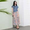 【莱赛尔】三彩2026夏季新款高腰A字裙印花半身裙长裙大摆显瘦S 商品缩略图1