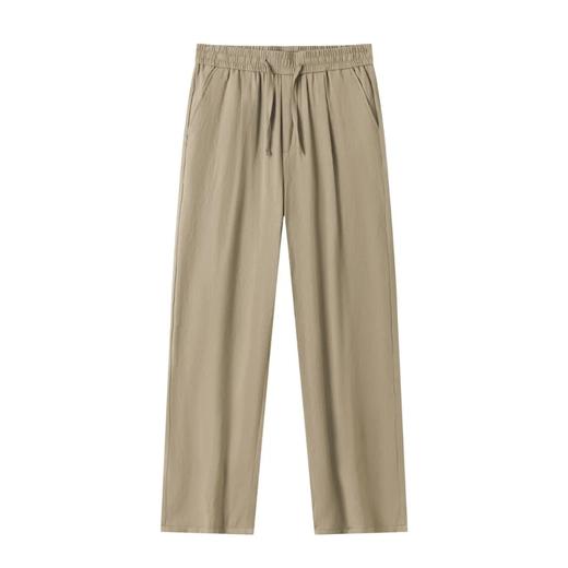 F033128夏季棉麻裤松紧腰柔软透气男士修身直筒纯色简约休闲亚麻长裤 商品图3