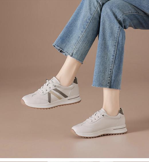 (头层牛皮）免系带厚底德训鞋女洛诗琳2026春季新款超轻运动休闲鞋(7天左右发货)BCD176001 商品图3