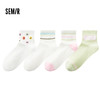 森马袜子女时尚撞色多巴胺学生袜柔软弹力抑菌短袜夏季棉袜4双装 商品缩略图0