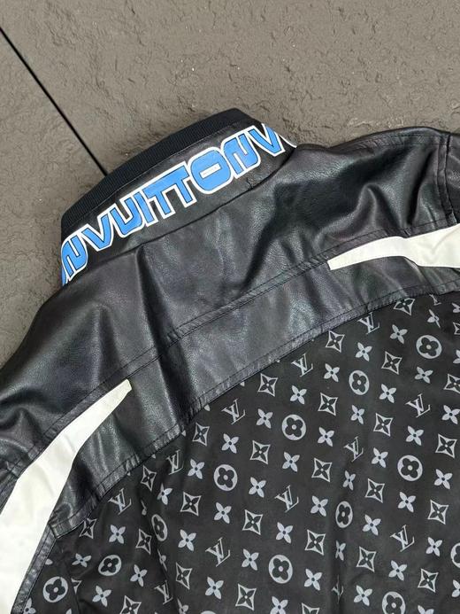 F033142春夏季新款防风耐磨黑白拼接撞色越野赛车风机车皮夹克外套 商品图4