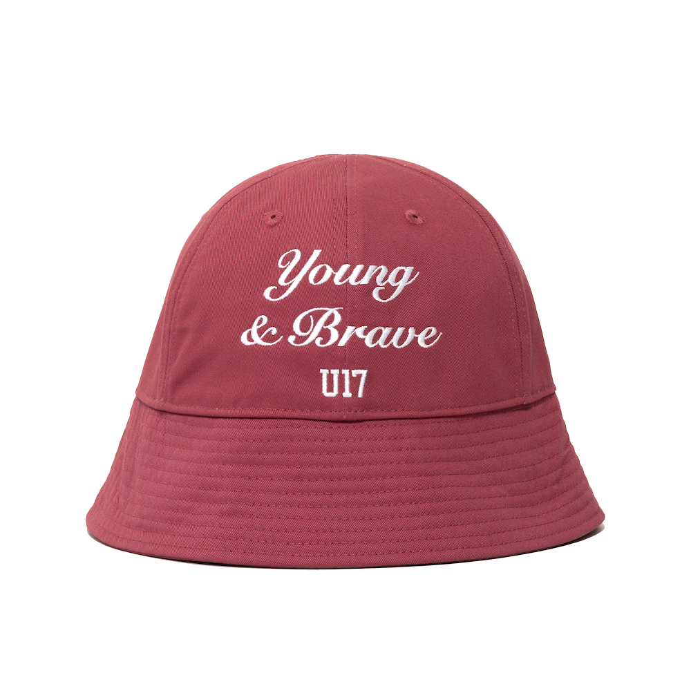 U17 Slogan 绣花渔夫帽 豆沙粉