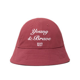 U17 Slogan 绣花渔夫帽 豆沙粉