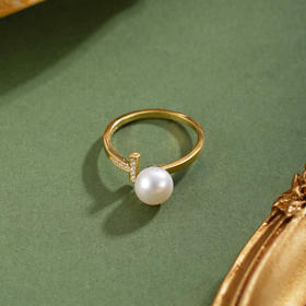 子佩集【守望如一】银S925珍珠惜王妃戒指【R1374】T字镀金2602
