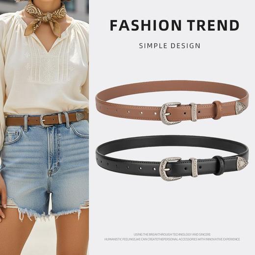 雀说 真皮金属针扣细腰带女腰带27972 商品图0
