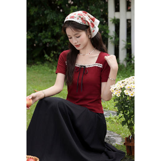 鹿向南【0402/20:00新品前1小时7折限量100件】红色T恤 商品图3