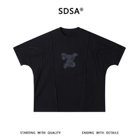 SDSA男装2026新款高贵轻奢明线分割渐变钉珠宽松蝙蝠袖T恤百搭