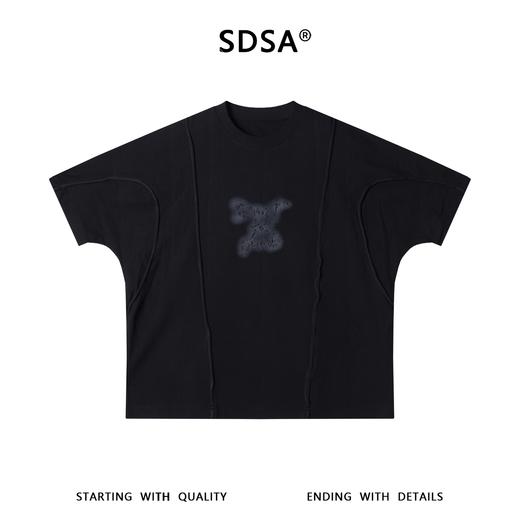 SDSA男装2026新款高贵轻奢明线分割渐变钉珠宽松蝙蝠袖T恤百搭 商品图0