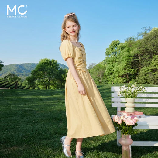 女装方领胸部打褶连衣裙-1318Q5221008 商品图0