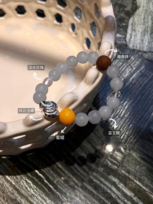 回向·祥云法螺  藏香珠+蜜蜡+珍珠而成的手串 商品图11