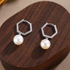 子佩集【絮雪凝华】银S925珍珠惜王妃耳环【E4064】双色六边形2602 商品缩略图0