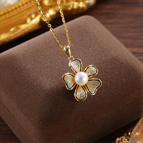 子佩集【精灵花仙】银S925珍珠惜王妃套链项链【YP0033】镀金五瓣花2602