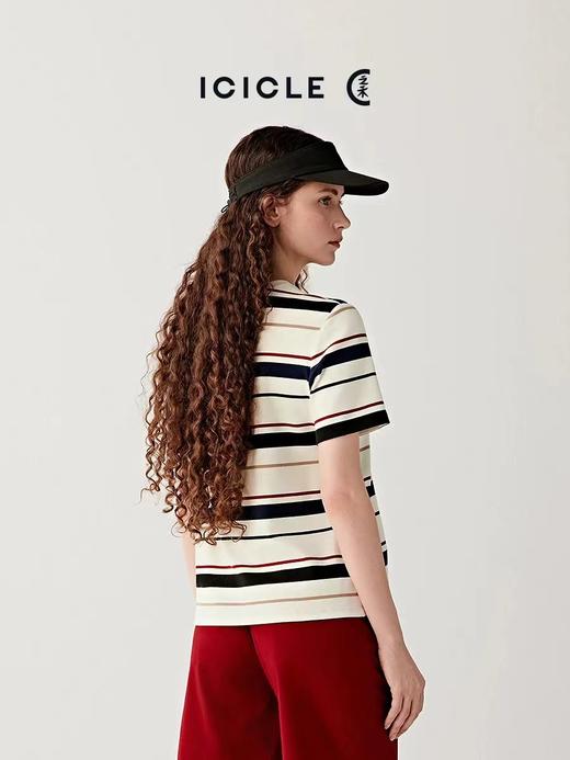 F033170春夏新款时尚百搭全棉高克重面料条对条设计短袖T恤 商品图2