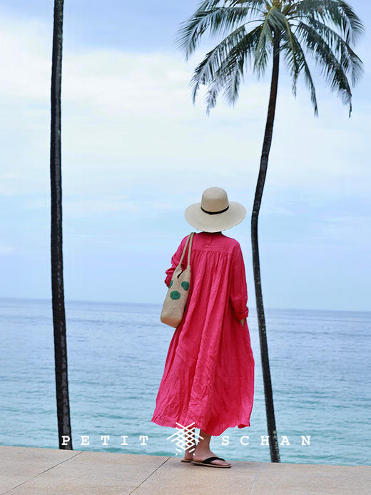 Petit Schan小闪 CLO#1090 Shaped by many strikes 多锤定音 纯亚麻成衣染色宽松文艺感连衣裙 商品图2