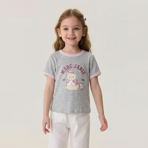 马克珍妮小熊乐园女童字母罗纹T2026年夏装新款560705 商品图1