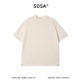 SDSA男装2026新款高贵轻奢日系复古纯色肌理圆领短袖T恤百搭上衣