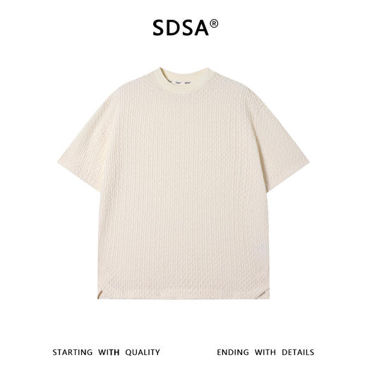 SDSA男装2026新款高贵轻奢日系复古纯色肌理圆领短袖T恤百搭上衣 商品图0