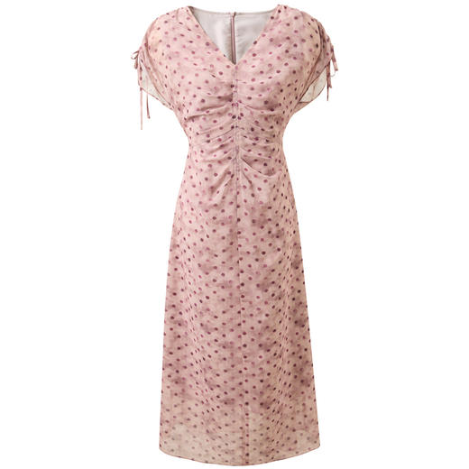 三彩独醒2026夏季新款波点连衣裙V领收腰A字裙长裙法式F 商品图4