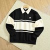 F0331106春季新品男士拼色条纹透气吸汗长袖翻领长袖polo衫 商品缩略图8