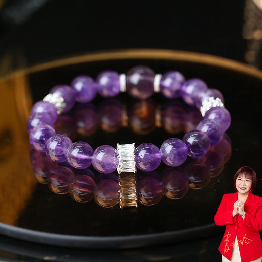 【祈愿吉品】紫水晶配紫锂云母手链水晶高颜值手串小众新款 商品图0