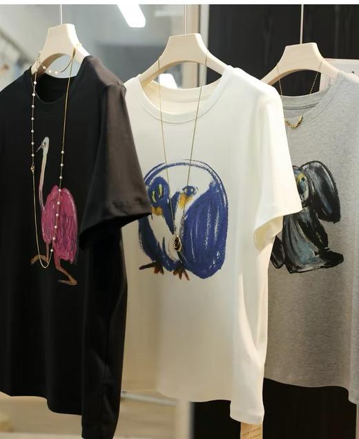 二店y 【XT6077】江南家！艺术涂鸦印花长绒棉圆领宽松T恤 商品图8