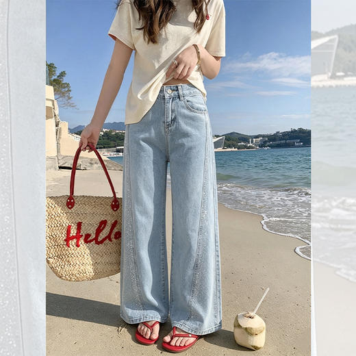 <曾小咸推荐>  烫钻牛仔阔腿裤 日常159！！ 活动价109！！【预售款，预计3-15天发货】 商品图0