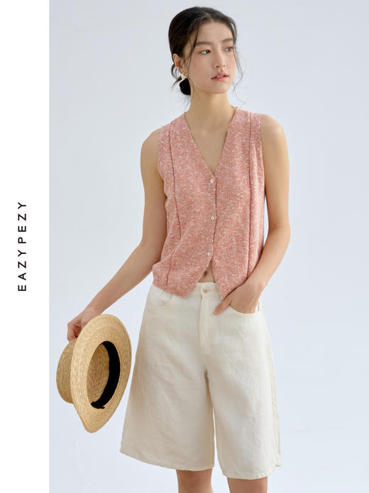 托斯卡纳的艳阳·棉麻丝杂色针织马甲 商品图2