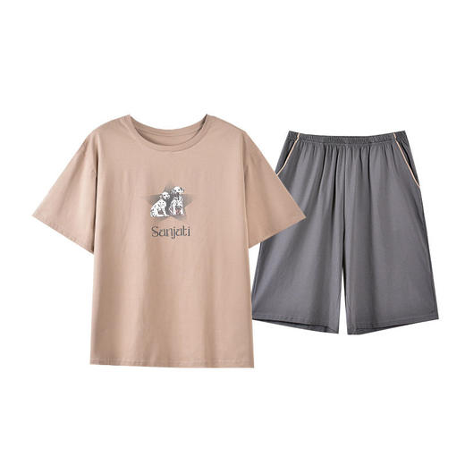 夏季纯棉男士睡衣短袖短裤爽棉宽松休闲可外穿薄款家居服套装新款   JL-5501 商品图4