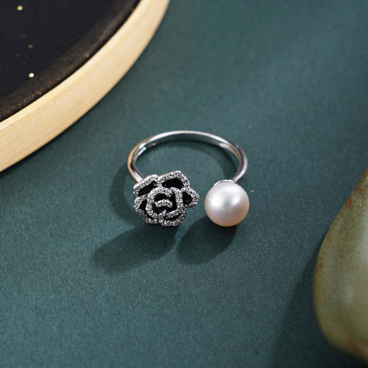 子佩集【暗夜玫瑰】银S925珍珠惜王妃戒指【R2063】双色黑玫瑰2602 商品图0