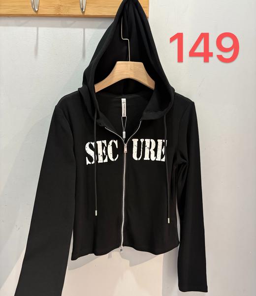 NC连帽印字母拉链小衫51220（黑）春季961010280321 商品图1