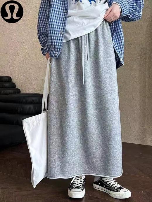 F033156春季新款中性百搭水洗毛圈半裙直筒垂坠休闲中长裙 商品图8