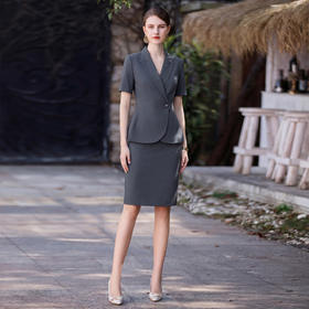 IWY/灰色短袖西装套套裙女2026夏季酒店经理接待工作服通勤正装25CS800