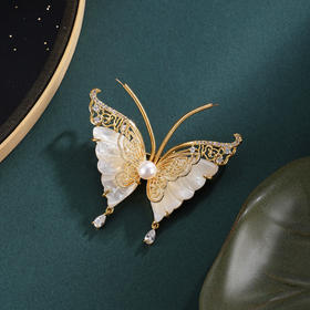 子佩集【蝶恋芳华】珍珠惜王妃胸针【XXXZ266】蝴蝶镀金2602