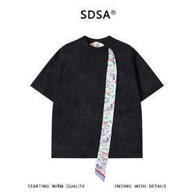 SDSA男装2026新款高贵轻奢新中式丝巾装饰设计圆领短袖T恤百搭