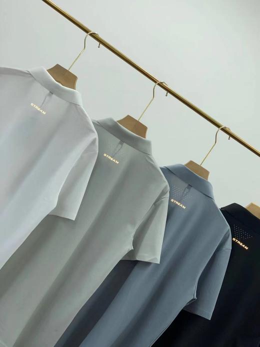 F0331142后背激光穿孔高度透气高弹力无浪压胶体闲跑步短袖POLO衫 商品图1