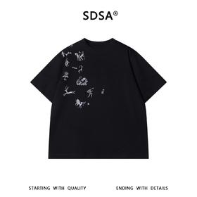 SDSA男装2026新款高贵轻奢潮牌小众印花设计圆领短袖T恤百搭上衣