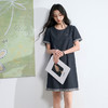 三彩2026夏季新款休闲连衣裙宽松圆领短袖木耳边直筒裙短裙S 商品缩略图3