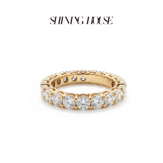 ShiningHouse[培育] 18k金钻石戒指 排钻戒指圆钻形1.5克拉钻人工真钻人造钻石K金戒指设计感简约钻石戒指悦己送礼臻选【此商品不支持7天无理由退货退款】预计3日发货 商品图1