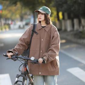 F033196春季新款舒适休闲亲肤舒适老干部风翻领夹克外套