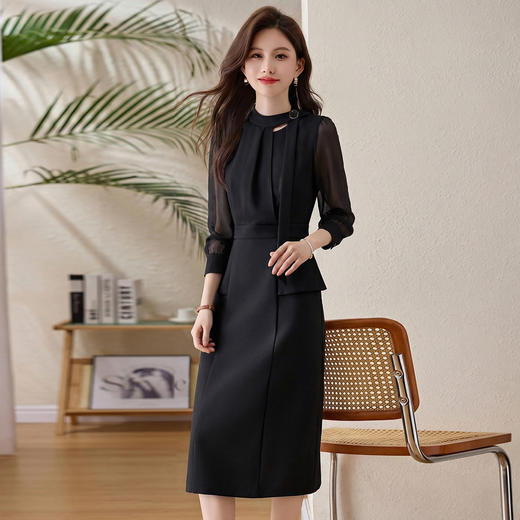 设计感假两件连衣裙2026春季新款气质长款收腰显瘦包臀裙MEIQIN5136 商品图1