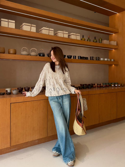 2603506   🇮🇹Accademia 镂空菱格 珠片花纱 套头衫 商品图2