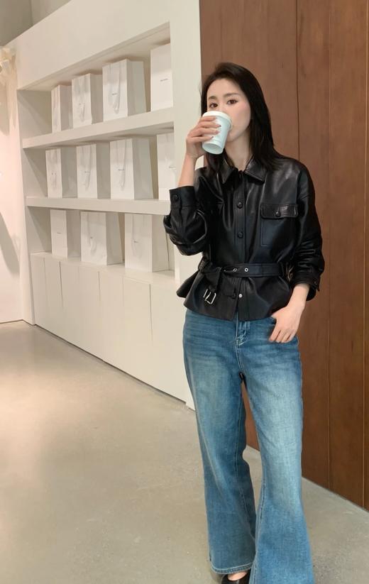 宋佳同款真皮皮衣腰带收腰绵羊皮夹克外套 商品图8
