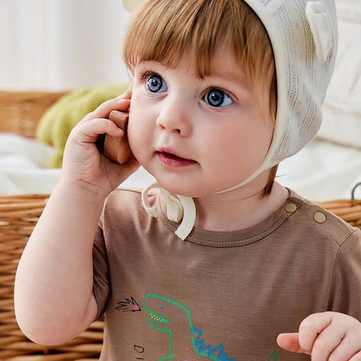 迷你巴拉巴拉婴儿连体衣可爱恐龙家居爬服透气亲肤莫代尔2026夏装 商品图4