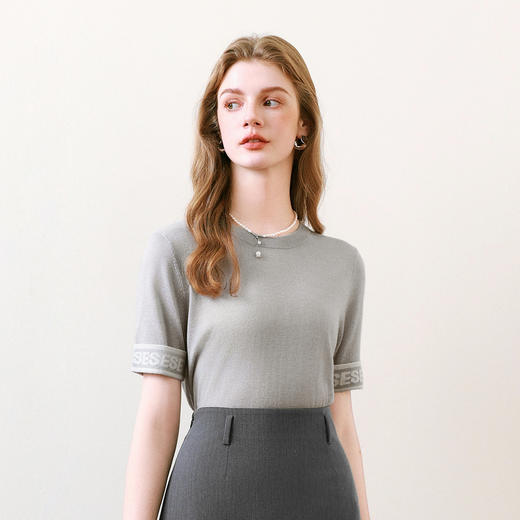 【商场同款】诗凡黎百搭套头针织衫2025夏新款短袖上衣3G5230471 商品图4