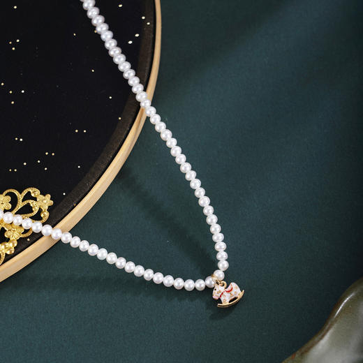 子佩集【童心木马】银S925珍珠惜王妃耳钉【ZZXL052】镀金小马2602 商品图1