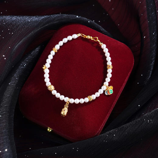 子佩集【平安福乐】银S925珍珠惜王妃手链【QJSL007】镀金平安喜乐2602 商品图1