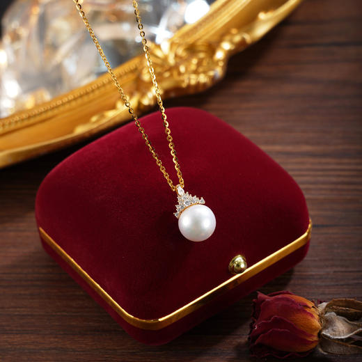 子佩集【皇冠史诗】银S925珍珠惜王妃吊坠【P2863】双色三角吊坠可打开(不含链)2602 商品图3