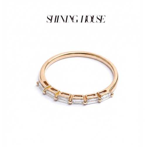 ShiningHouse[培育] 18k金钻石戒指 排钻戒指人工真钻人造钻石K金戒指设计感简约钻石戒指悦己送礼臻选【此商品不支持7天无理由退货退款】预计3日发货 商品图2