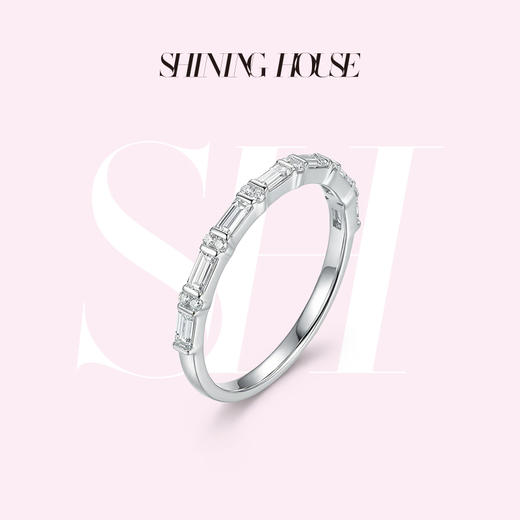 ShiningHouse[培育] 18k金钻石戒指 排钻戒指人工真钻人造钻石K金戒指设计感简约钻石戒指悦己送礼臻选【此商品不支持7天无理由退货退款】预计3日发货 商品图0